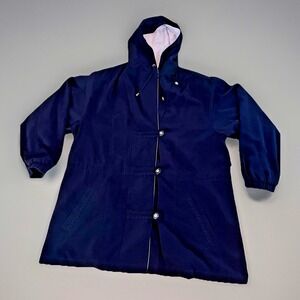 Women's XL Cinch Waist‎ Black Jacket w/ Tan Liner Braided Button Loops Hood